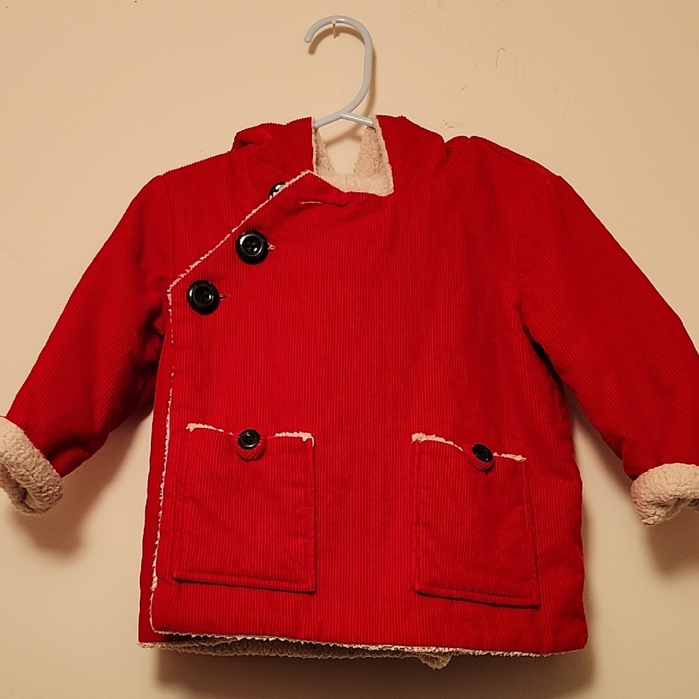Hanna Andersson Red Pea Coat for Kids GNOME COAT SIZE 80= 18-24 MOSNTHS Rare
